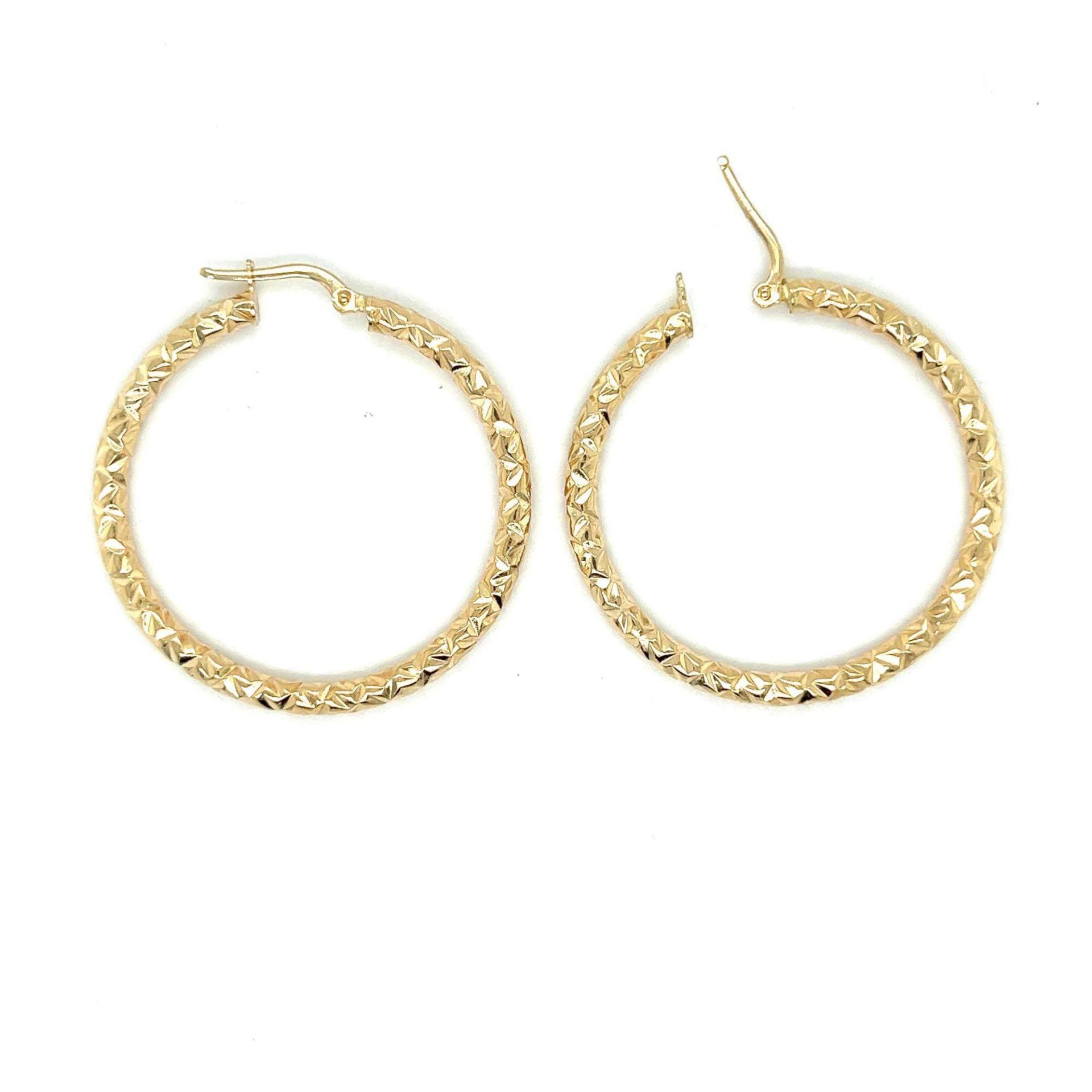 ESTATE 18K GOLD TEXTURED HOOP EARRINGS - Image 2 of 2