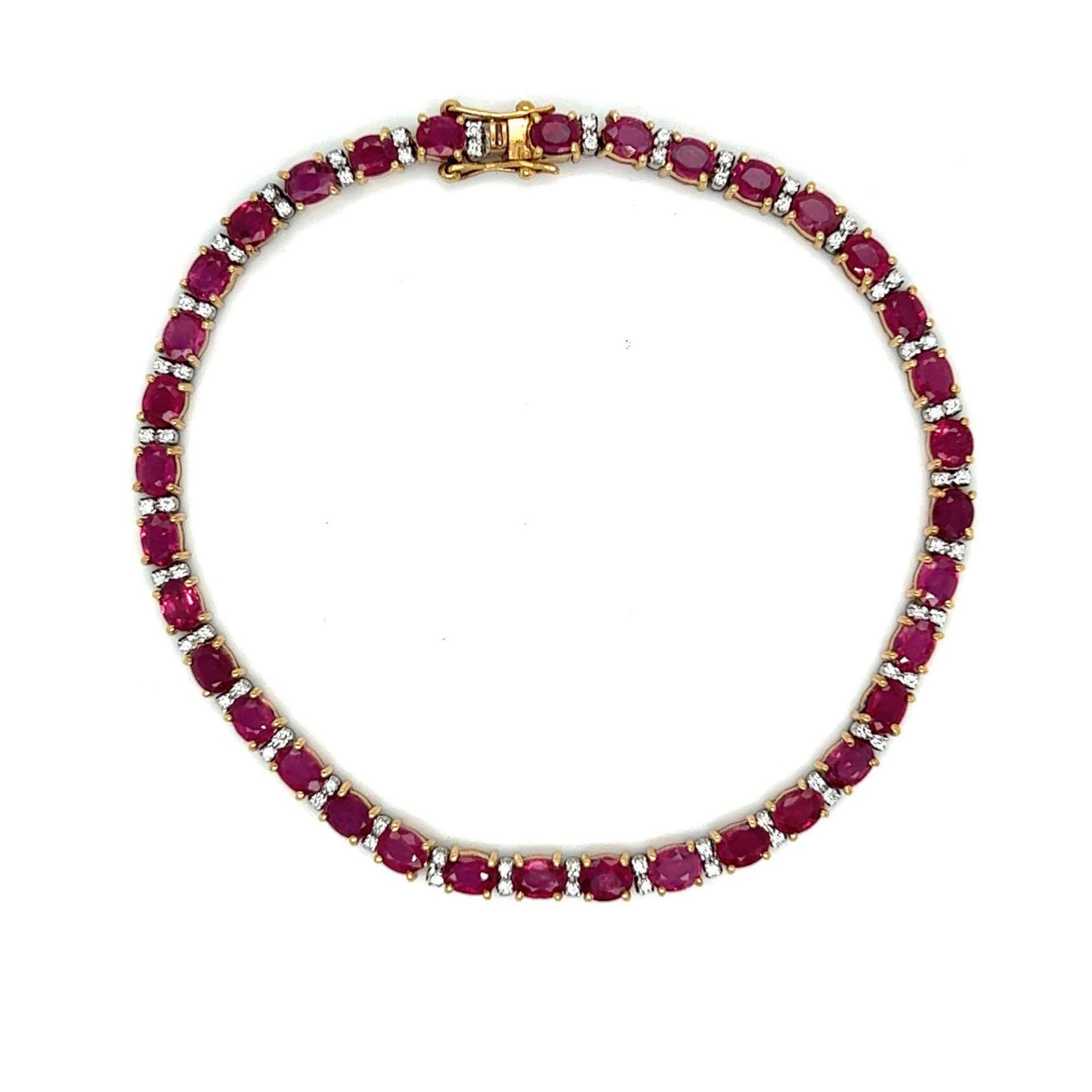 ESTATE RUBY AND DIAMOND 14K GOLD BRACELET - Image 2 of 2