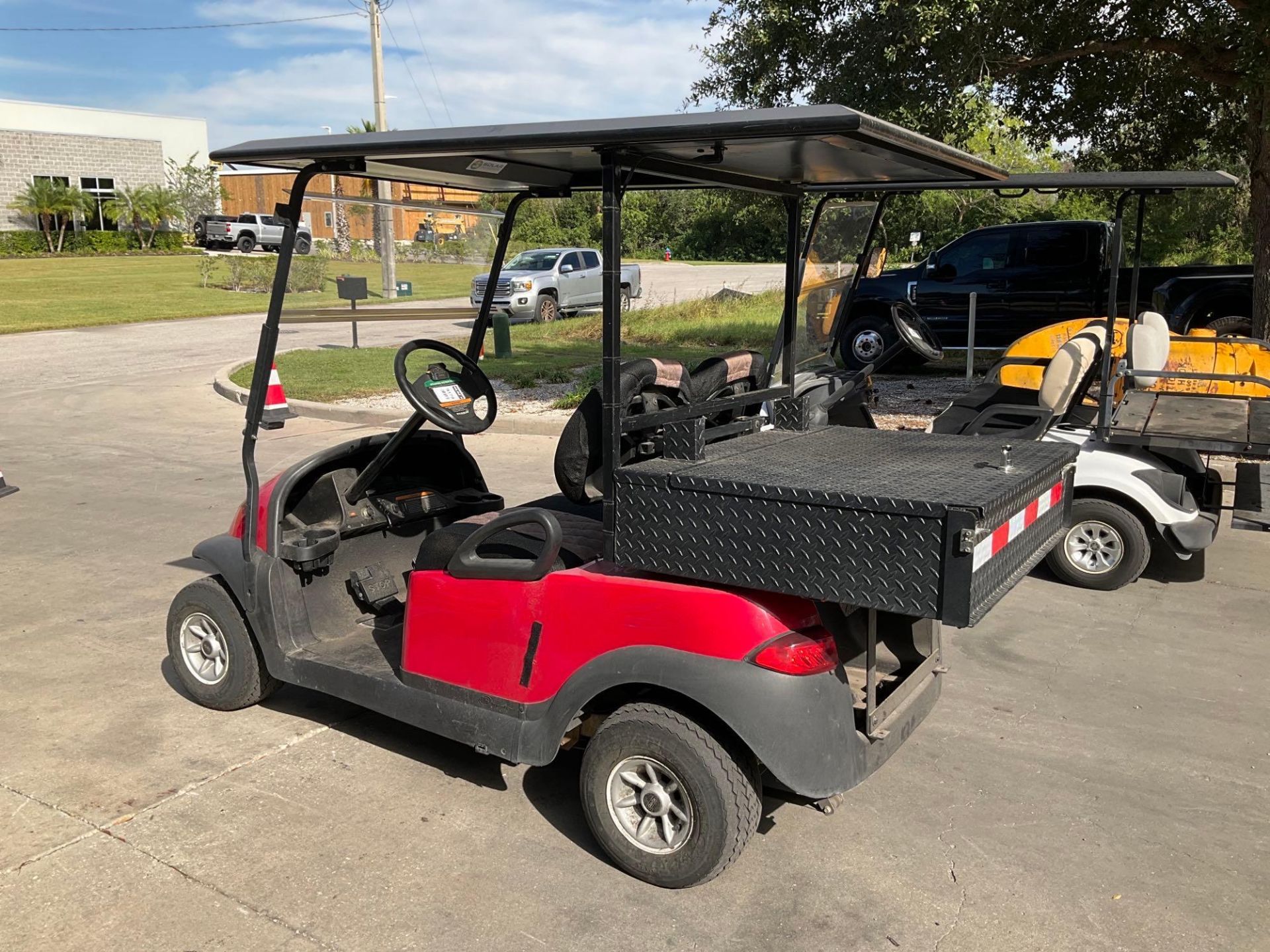 ***2014 CLUB CAR GOLF CART WITH SOLAR PANEL ROOF ATTACHED, ELECTRIC, UTILITY STORAGE BOX ATTACHED - Image 3 of 17
