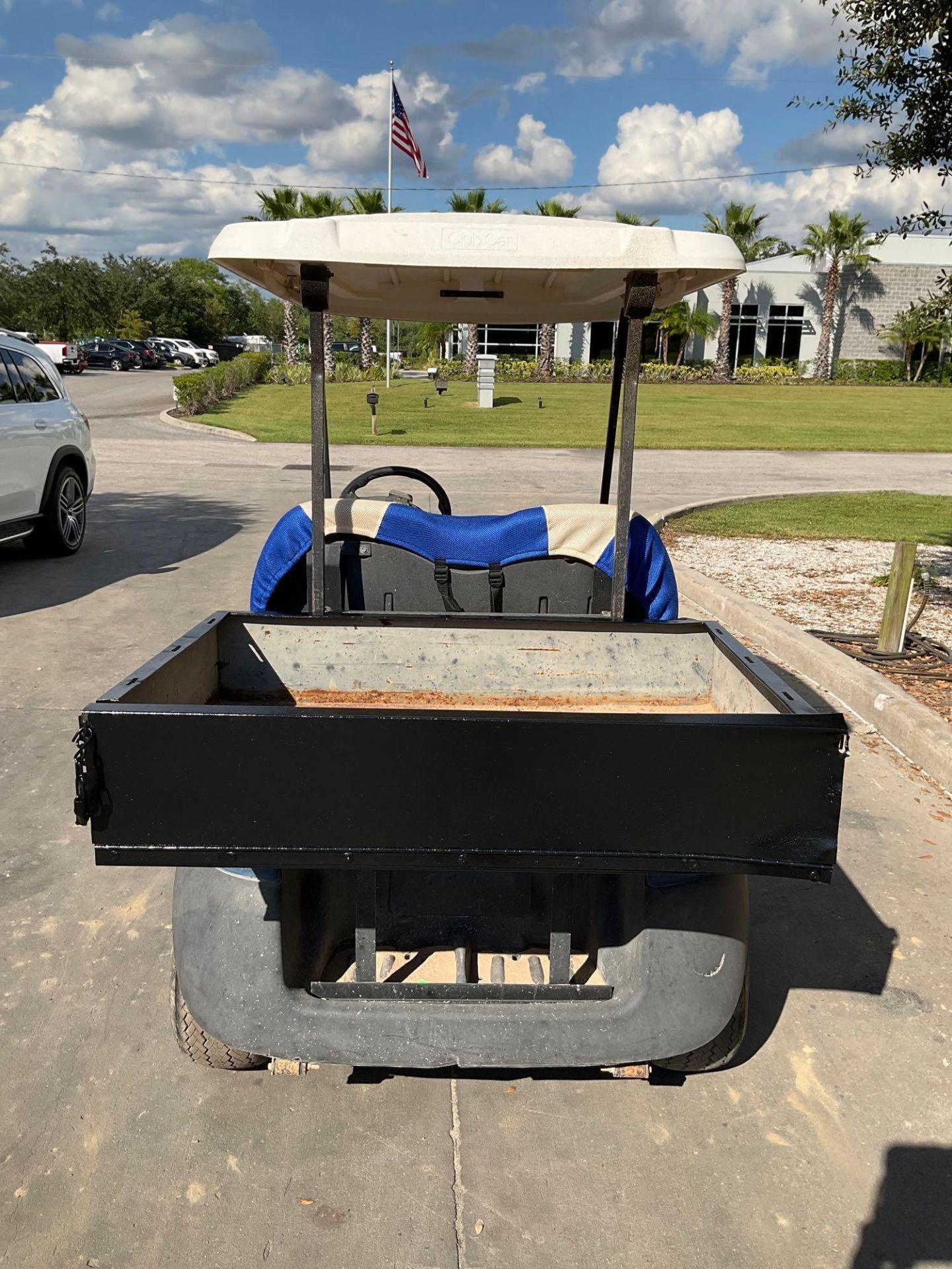 CLUB CAR GOLF CART, ELECTRIC, 48 VOLTS, UTILITY BED ATTACHED APPROX 42” W x 32” L , BRAND NEW BATTER - Image 4 of 11