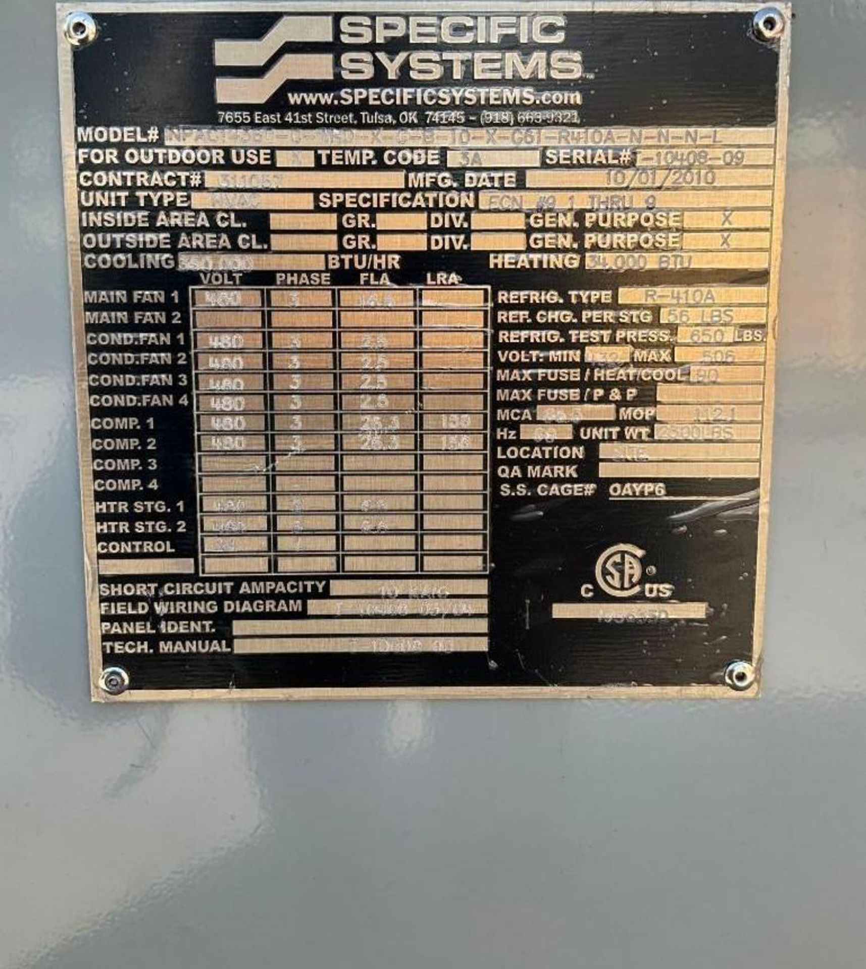 UNUSED 30 TON SPECIFIC SYSTEMS WALL PACK A/C UNIT, SELF CONTAINED, QUAD COMPRESSOR - Image 21 of 21