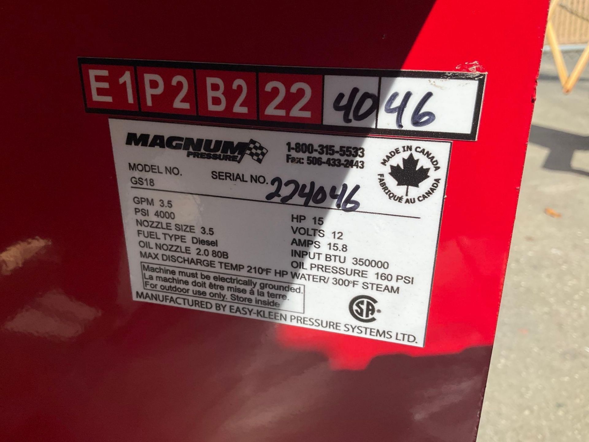 UNUSED 2022 MAGNUM 4000 SERIES GOLD HOT WATER PRESSURE WASHER,DIESEL GAS POWER, ELECTRIC START, APPR - Image 4 of 13