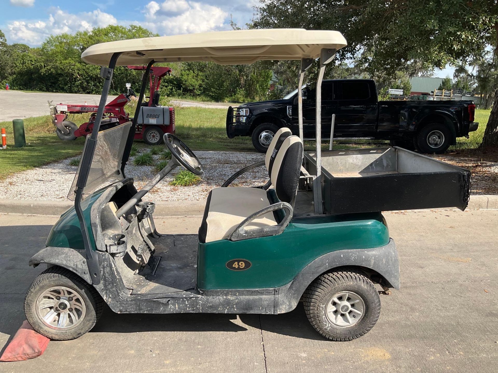 CLUB CAR GOLF CART, ELECTRIC, 48 VOLTS, UTILITY BED ATTACHED APPROX 42” W x 30” L , BRAND NEW BATTER - Image 2 of 11