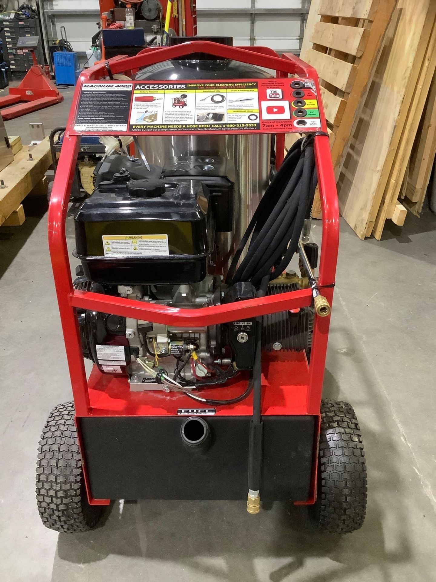 UNUSED 2022 MAGNUM 4000 SERIES GOLD HOT WATER PRESSURE WASHER,DIESEL GAS POWER, ELECTRIC START, APPR - Image 11 of 14