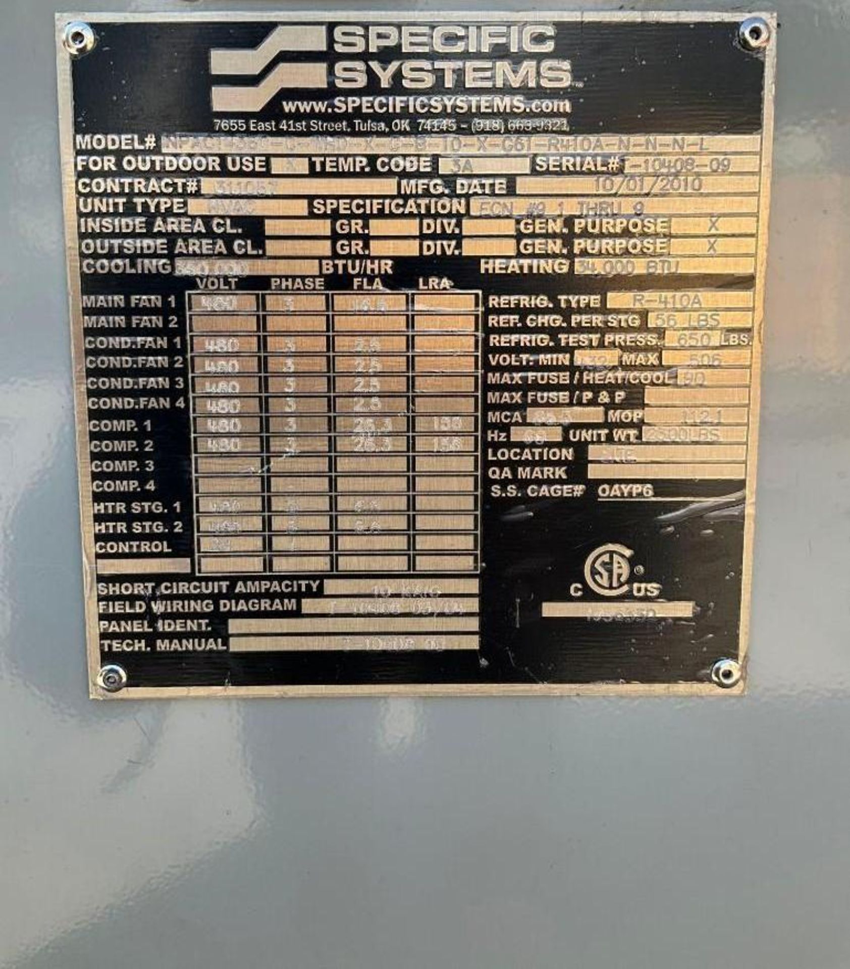 UNUSED 30 TON SPECIFIC SYSTEMS WALL PACK A/C UNIT, SELF CONTAINED, QUAD COMPRESSOR - Image 21 of 21