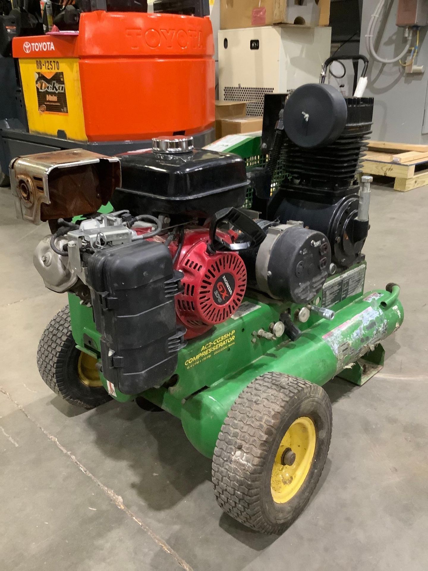 JOHN DEERE GENERATOR COMPRESSERATOR MODEL AG2-PH13-08J1, GAS POWERED, HONDA GX270 MOTOR - Image 3 of 11