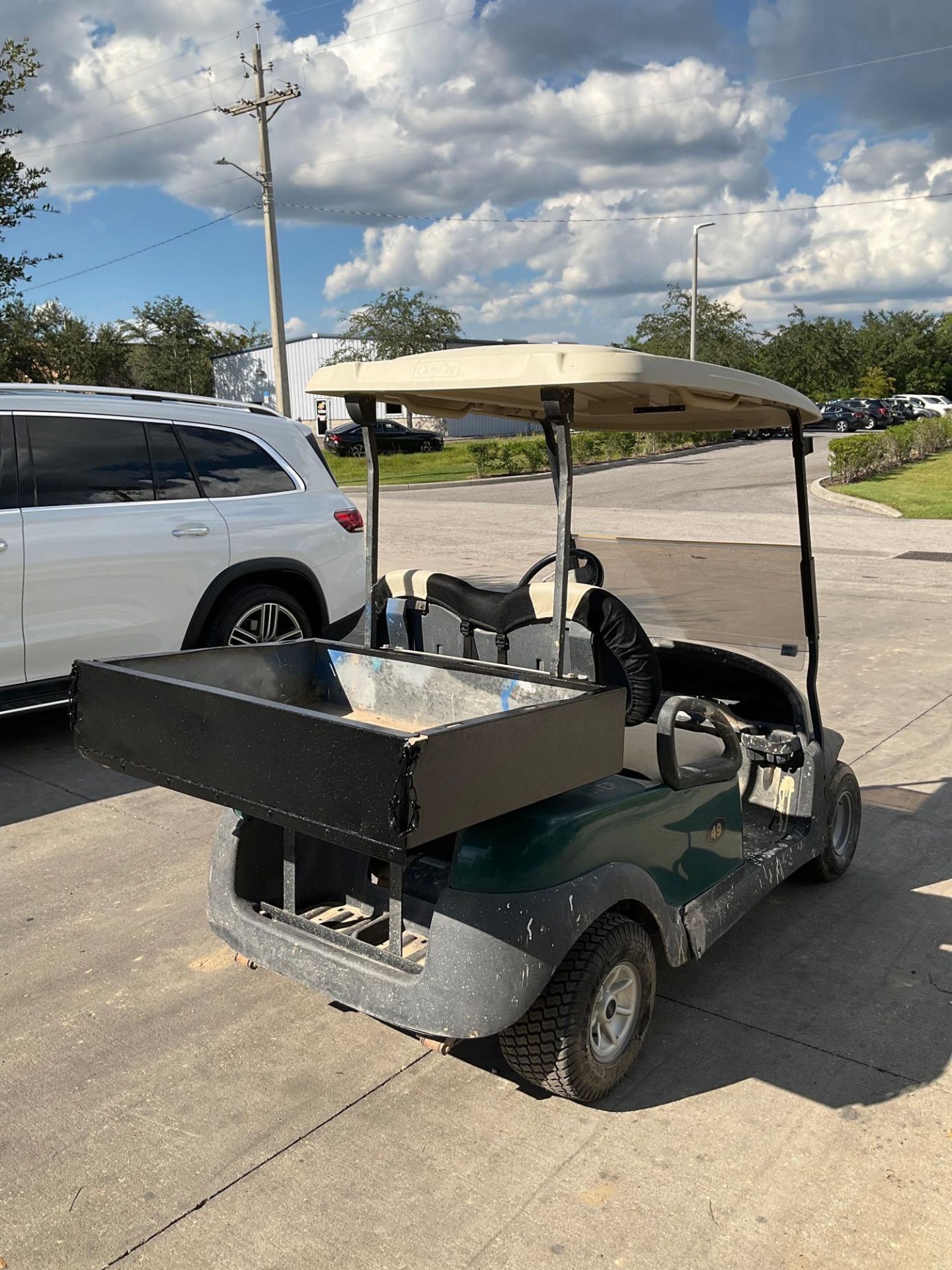 CLUB CAR GOLF CART, ELECTRIC, 48 VOLTS, UTILITY BED ATTACHED APPROX 42” W x 30” L , BRAND NEW BATTER - Image 5 of 11