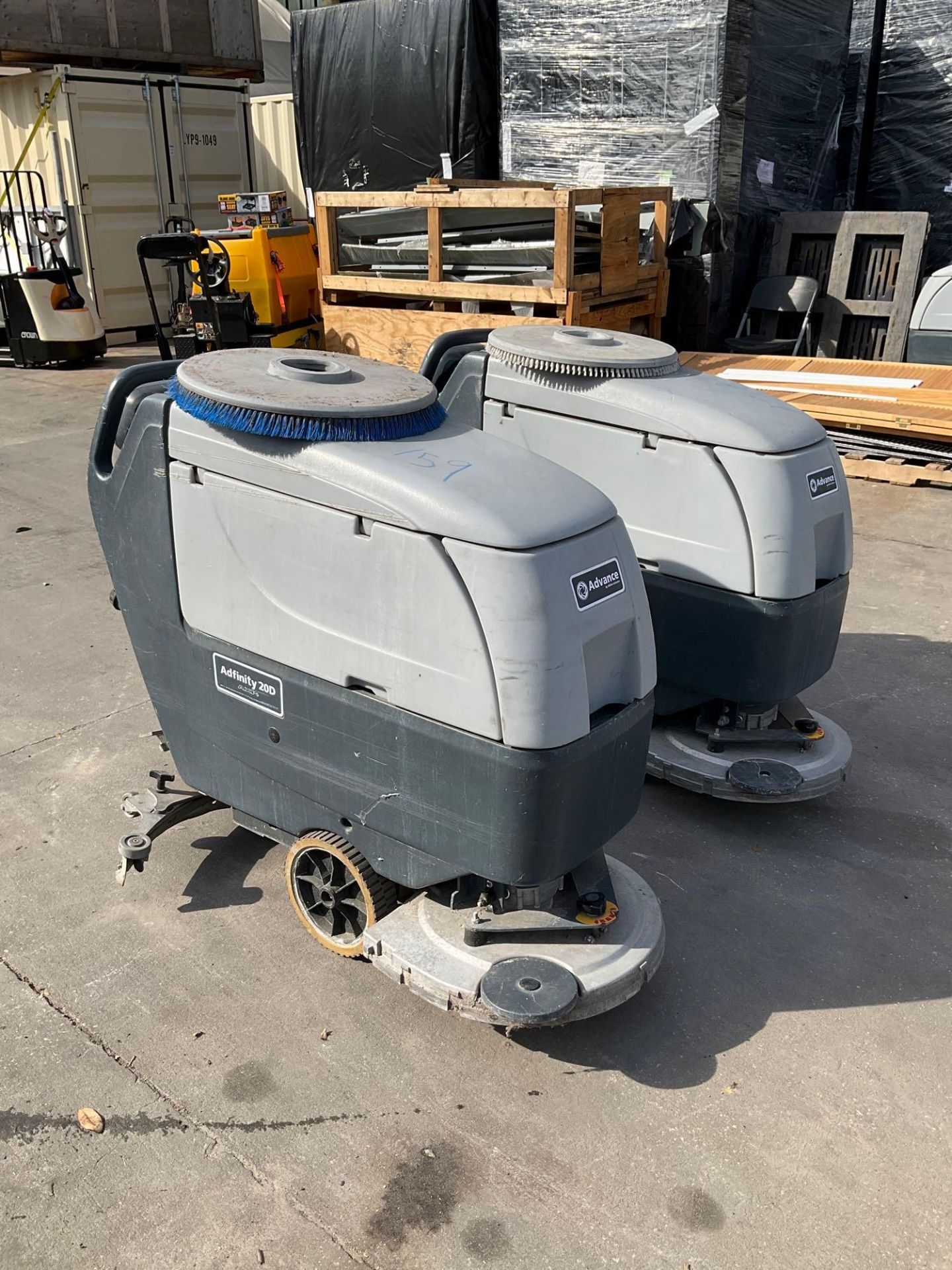 ( 2 ) NILFISK ADVANCE WALK BEHIND FLOOR SCRUBBER MODEL AXP ADFINITY X20D, ELECTRIC, APPROX 24 VOLTS,