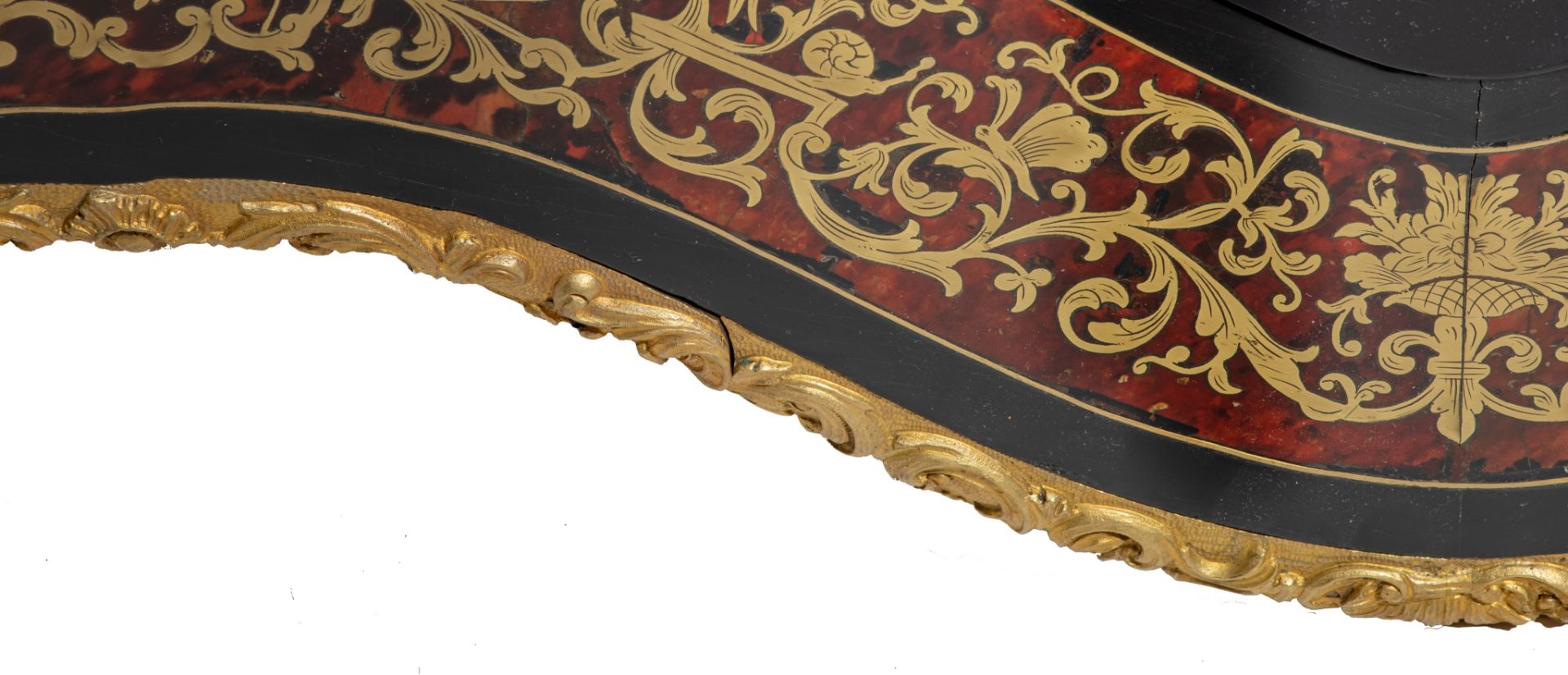 A fine Napoleon III Boulle work games table, with gilt bronze mounts and a red leather inlaid playin - Image 11 of 11