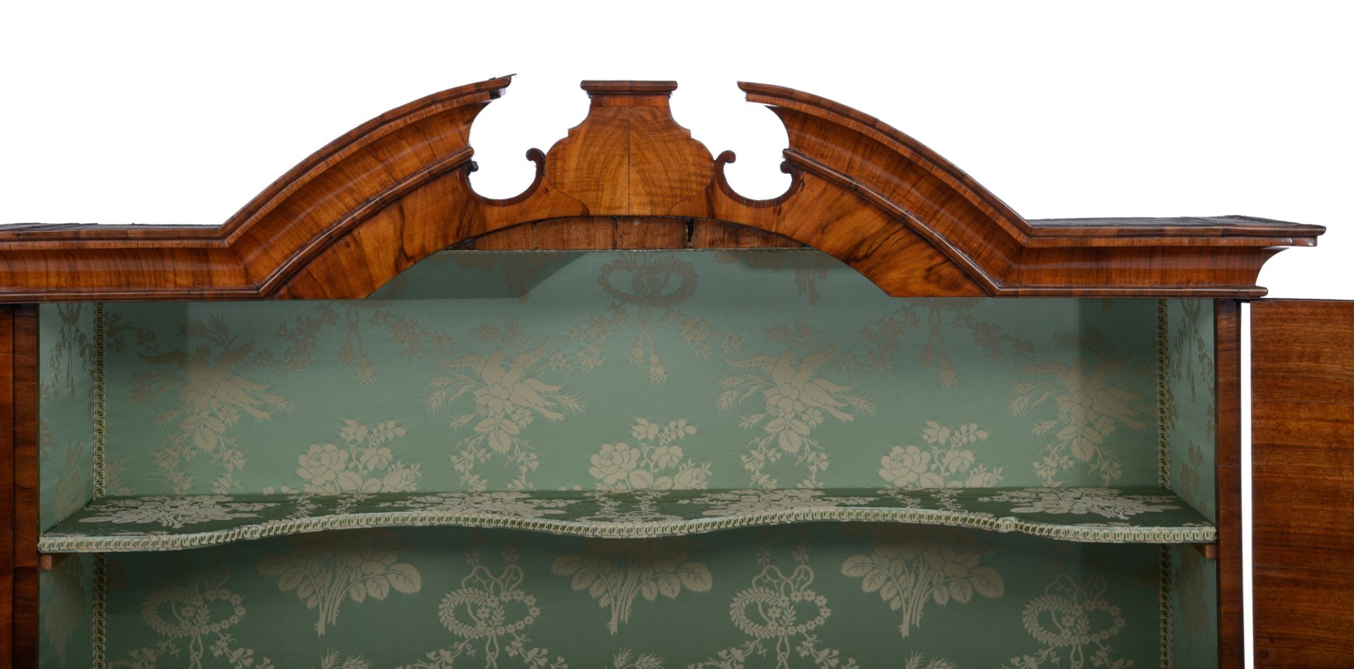 A very fine Rococo walnut bureau cabinet, mid 18thC, H 227 - W 135 - D 71 - 83 cm - Image 10 of 13