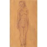 Constant Permeke (1886-1952), a study of a female nude, bister drawing, 22 x 37 cm