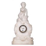 (T) A Rococo style Carrara marble cartel clock, 19thC, H 46 cm