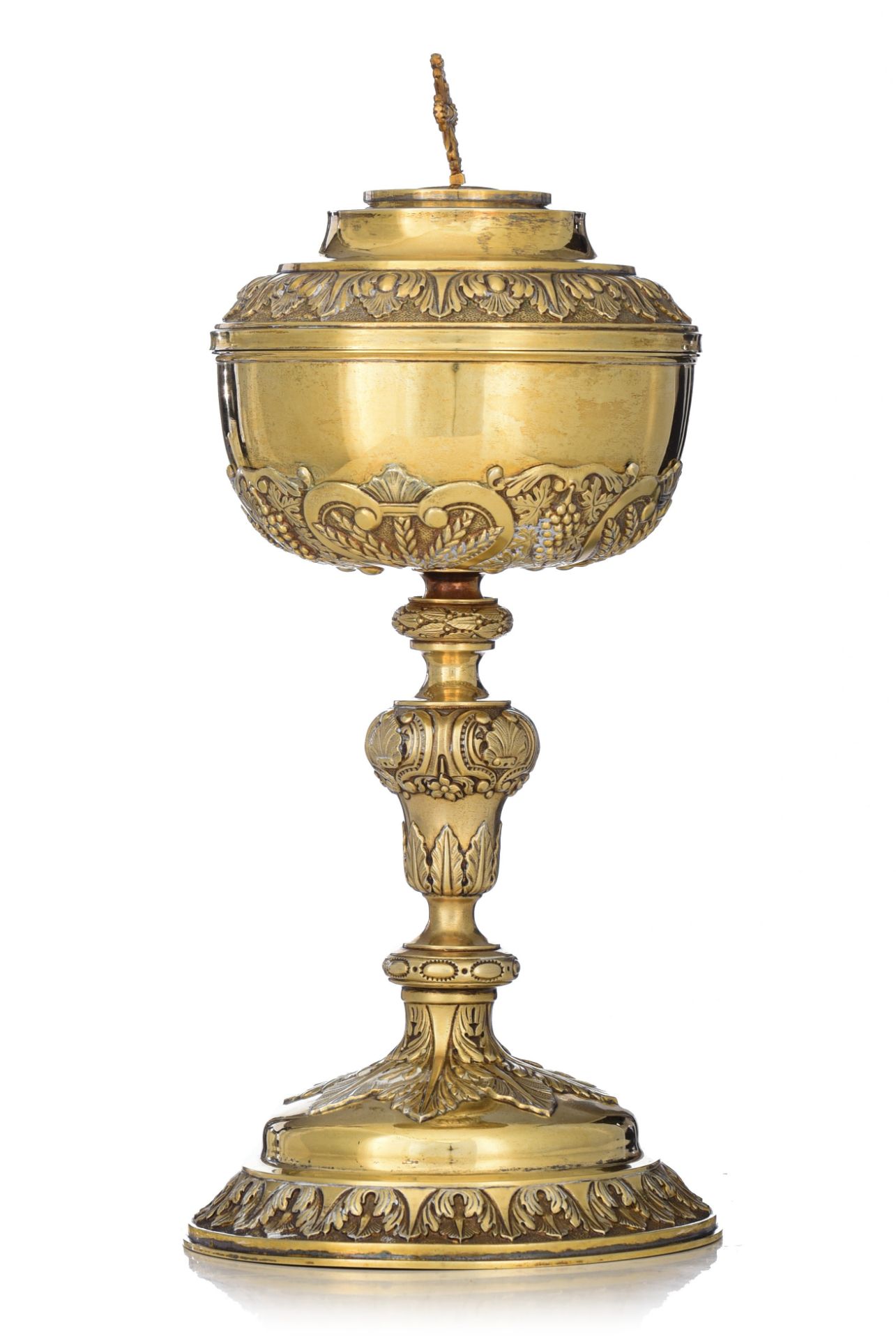 A renaissance revival silver and gilt silver ciborium, H 34,2 cm - total weight c. 795 g - Image 2 of 6