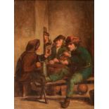 After Andries Dircksz Both (1612-1650), the pipe smokers, 19thC, oil on panel, 23,5 x 31 cm