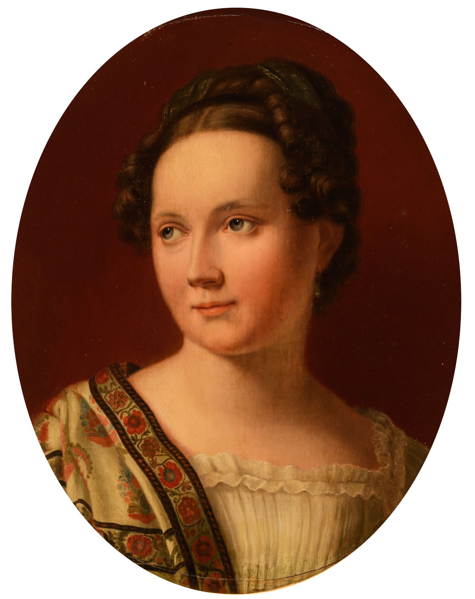 Follower of Franz Seraph Stirnbrand (1788-1882), the portrait of a beauty, oil on panel, 37 x 46,5 c