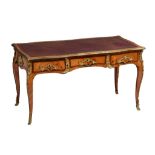 A fine rosewood Louis XV period 'bureau plat', mid 18thC, H 78 - W 145 - D 75 cm