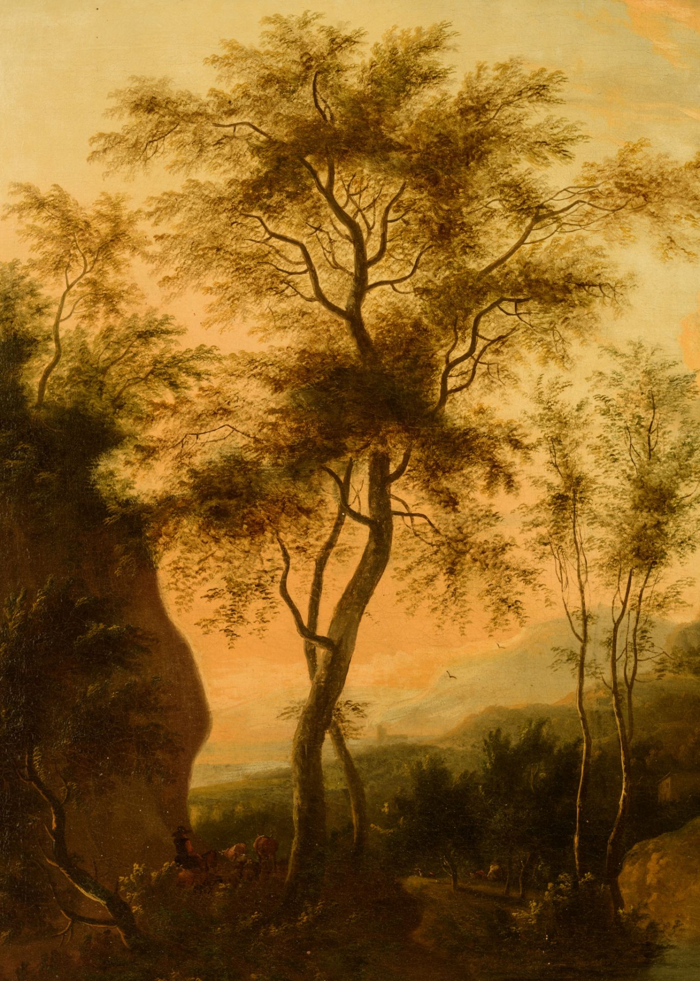 Attributed to Jacob de Heusch (1656-1701), fishermen in a wooded landscape, 17thC, oil on canvas, 81 - Bild 4 aus 7