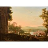 Follower of Claude Lorrain, landscape with a shepherd and his cattle, 17th/18thC, 27,5 x 36 cm