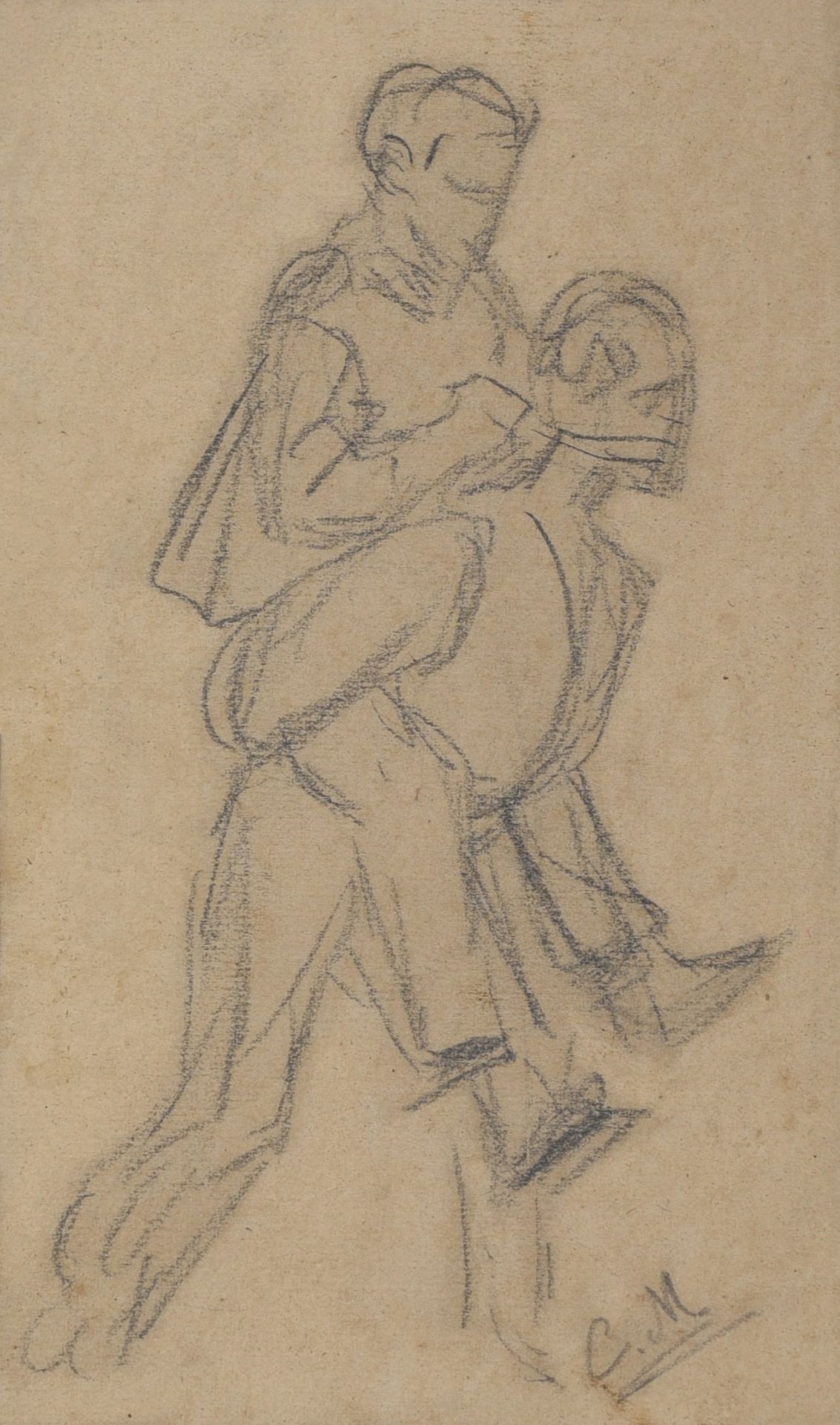 (T) Constantin Meunier (1831-1905), study drawing, charcoal on paper, 11 x 19 cm - Image 7 of 12