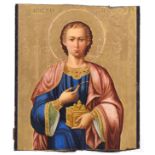 (T) Russian icon representing Saint John the Evangelist, early 19thC, 40,5 x 46 cm