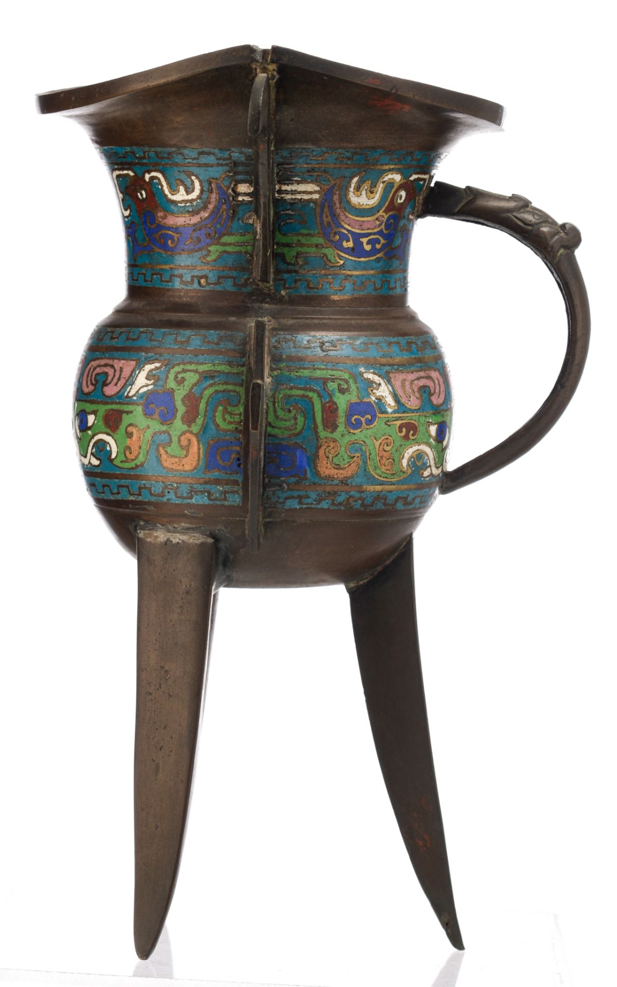 A collection of Japanese champlevé and cloisonné enamelled bronze ware, late 19thC/20thC, Tallest H - Image 11 of 37