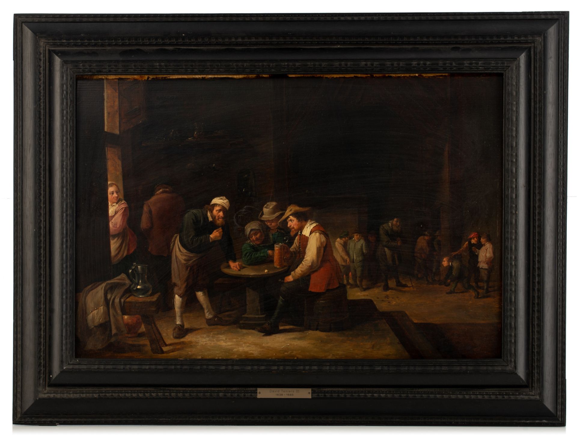 In the manner of David Teniers III (1638-1685), dice players at the inn, oil on panel, 44 x 65 cm - Bild 2 aus 7