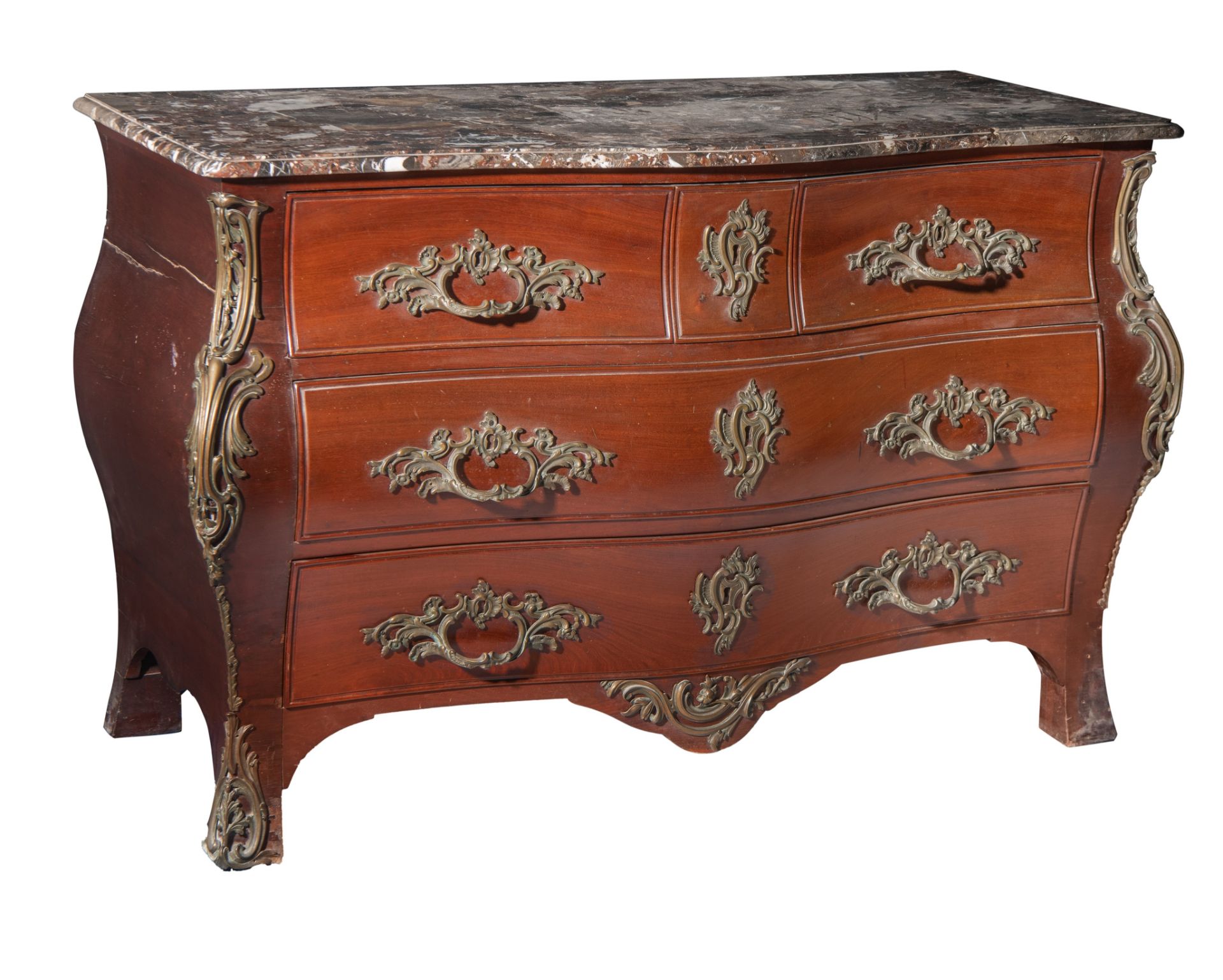A Rococo style commode, 19thC, H 84 - W 130 - D 62 cm