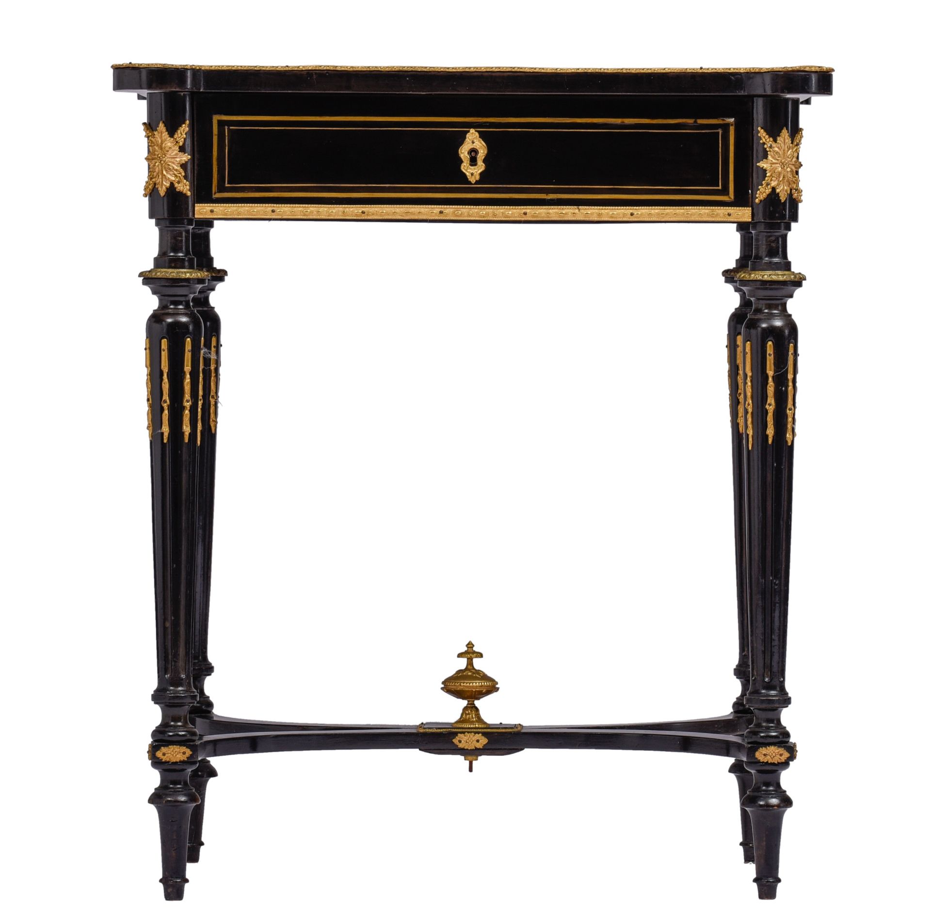 A Neoclassical Napoleon III ladies sewing table, H 73,5 - W 63 - D 44 cm - Image 2 of 11