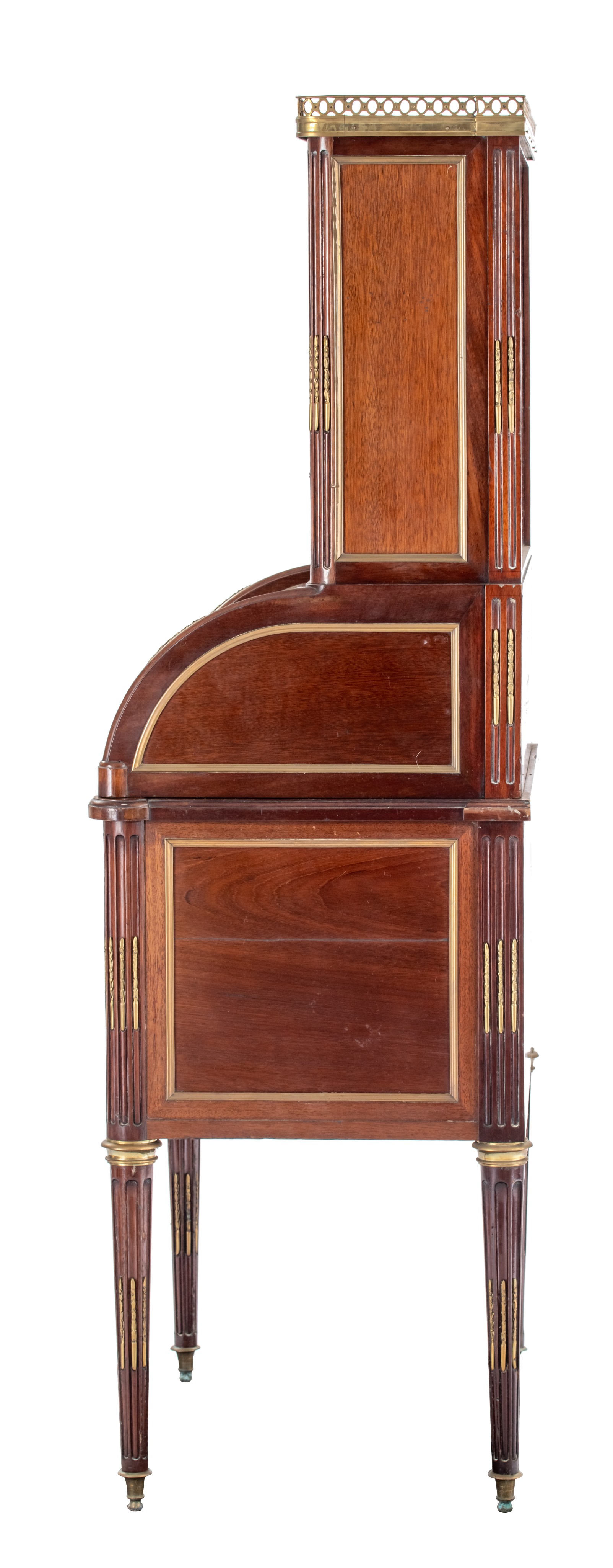 A Louis XVI style mahogany veneered lady's roll-top desk, H 140 - W 61 - D 44 cm - Image 4 of 8