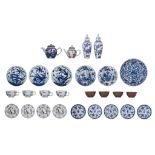 A collection of Chinese blue and white, and famille rose export porcelain ware, Qianlong and Kangxi