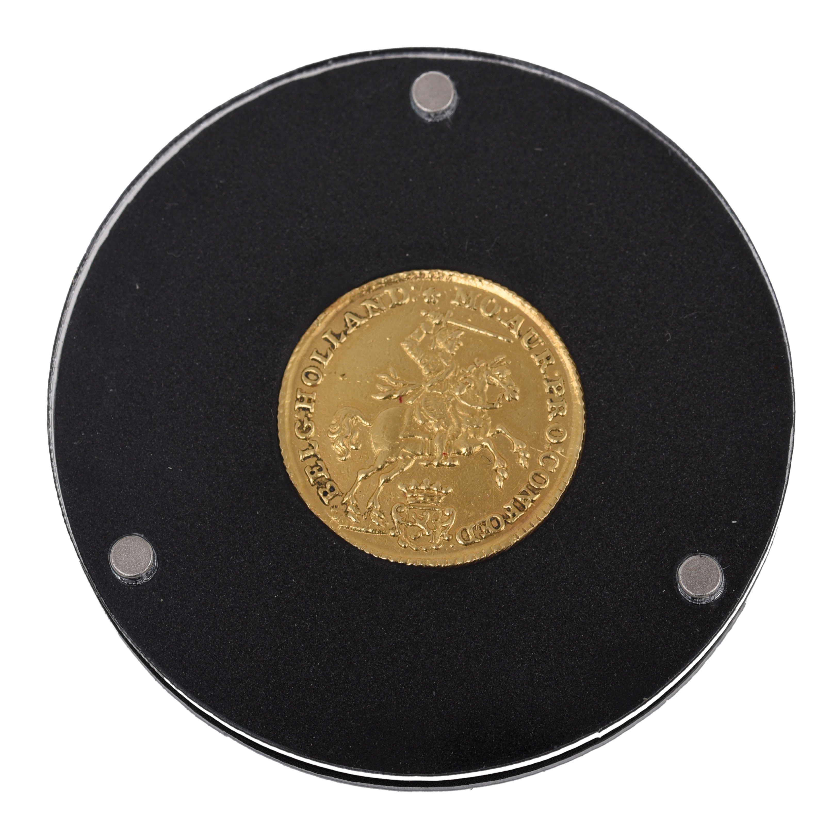 A gold 'Half Golden Rider' 7 guilders Coin, The Netherlands, 1750, 21 mm, 4,9g (+) - Image 3 of 4