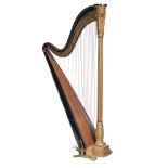 An Empire harp, lacquered wood with gilt decoration, 19thC, H 169 cm