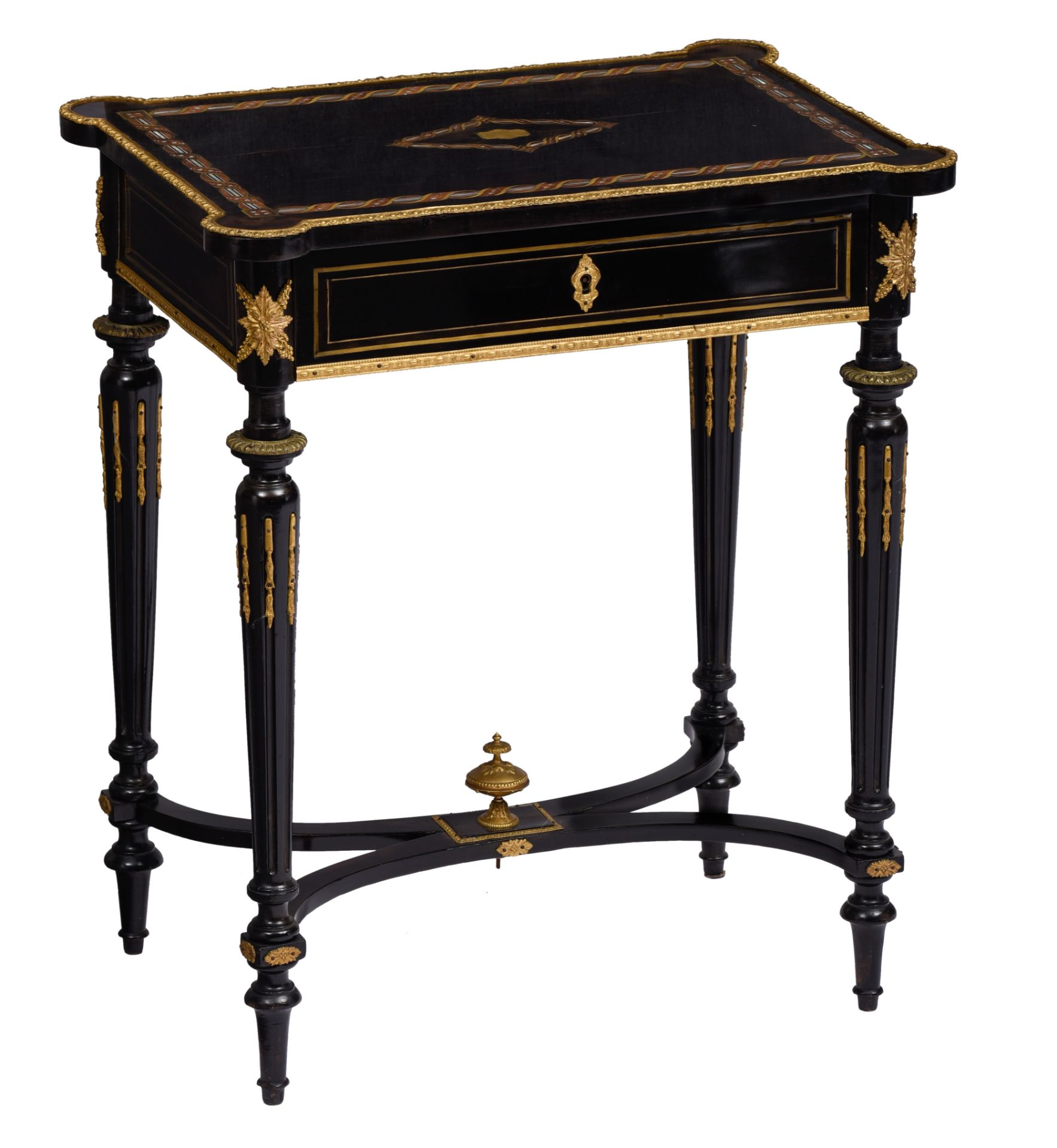 A Neoclassical Napoleon III ladies sewing table, H 73,5 - W 63 - D 44 cm