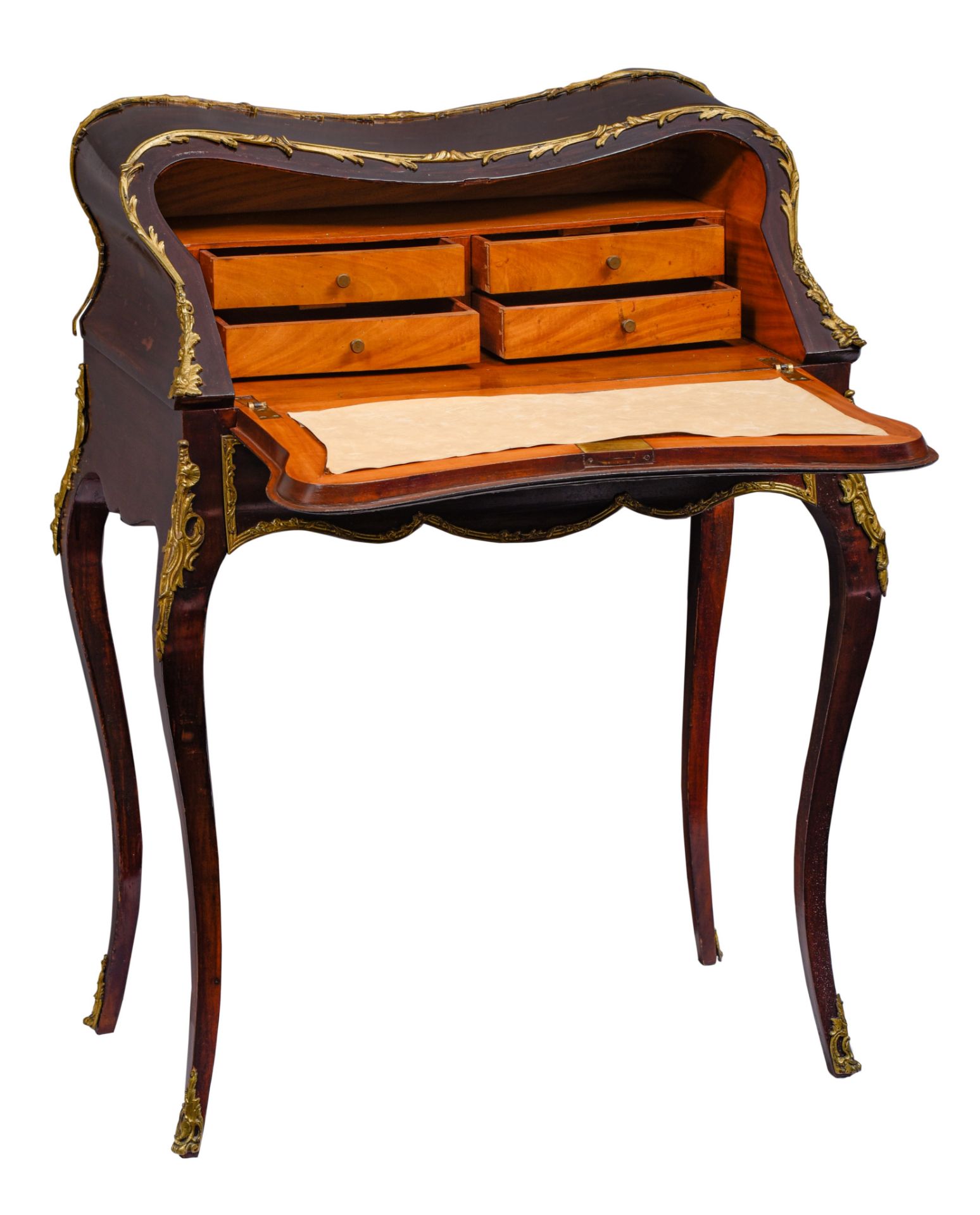 A Louis XV style rosewood 'sécretaire dos d’âne', H 97 - W 74 - D 46 - 75 cm - Image 9 of 9