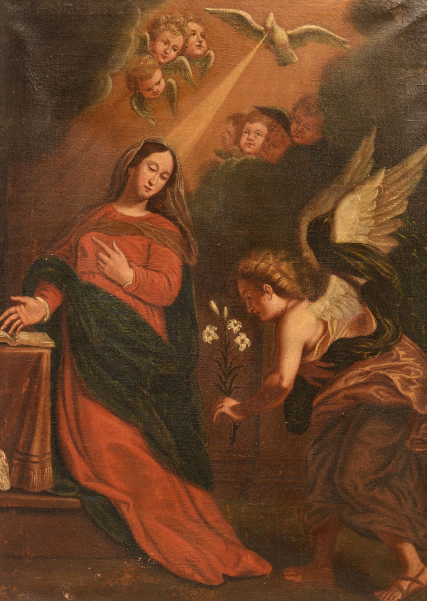 The Annunciation, 18thC, oil on canvas, 77 x 107 cm