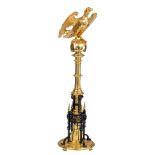 An English Gothic Revival church eagle lectern, brass and wrought iron, second half of the 19thC, H