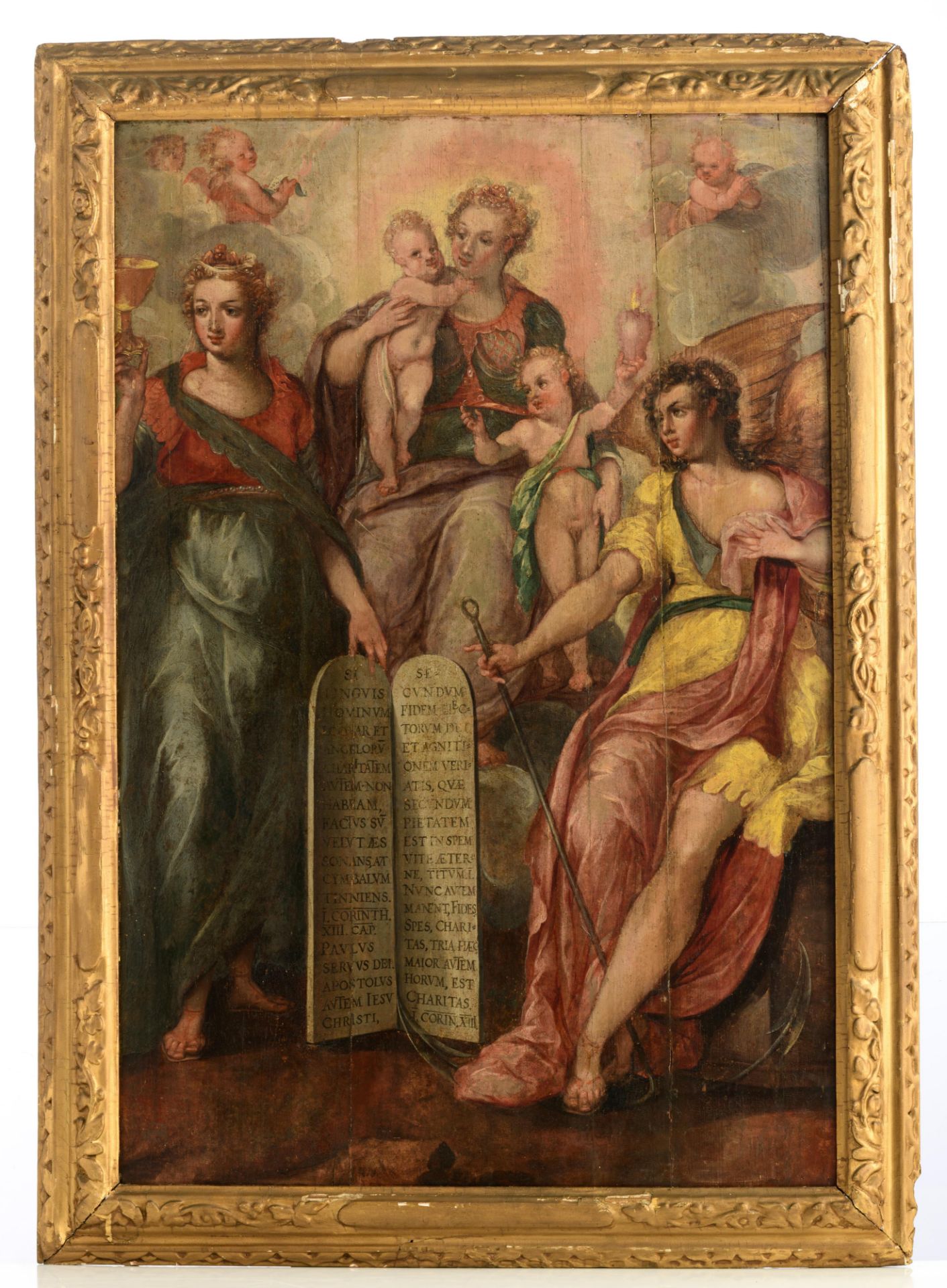 'Faith, Hope and Charity', 16thC, Antwerp school, 74 x 108 cm - Bild 2 aus 8