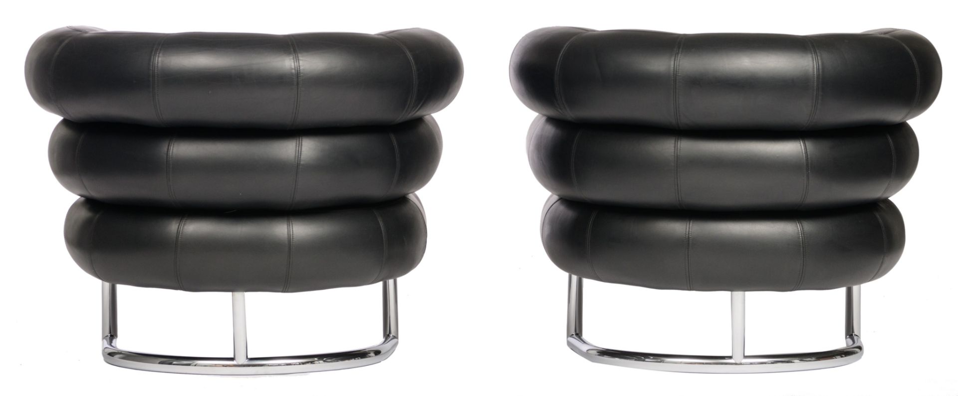 A pair of vintage 'Bibendum chair', designed by Eileen Grey in 1921, H 70 - W 92 cm - Image 4 of 9