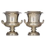 (T) A pair of Neoclassical silver-plated champagne buckets, H 27 cm