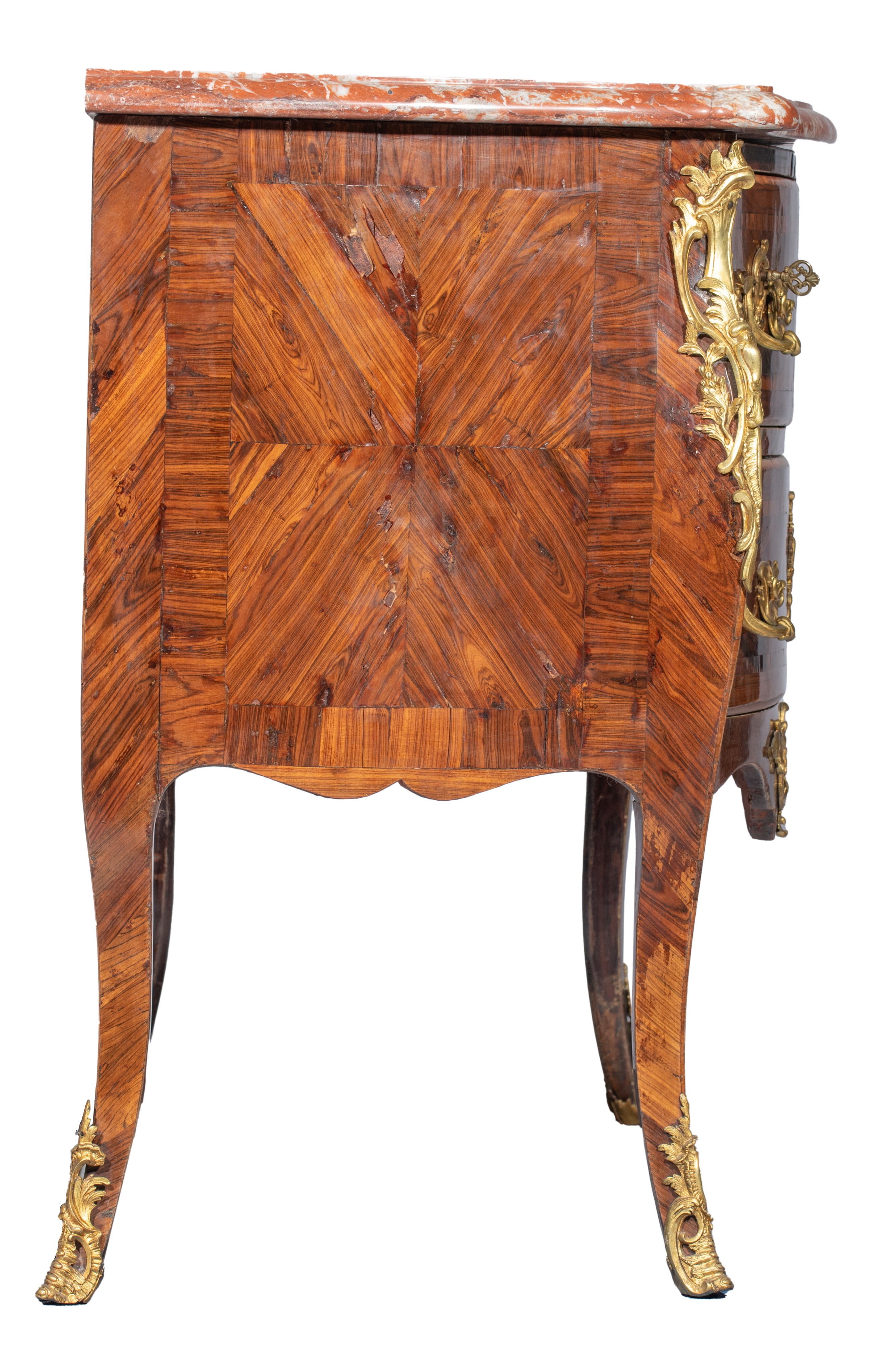 A fine Louis XV period rosewood veneered commode, mid 18thC, H 84 - W 114 - D 55 cm - Image 5 of 10