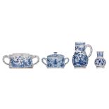 (T) A collection of blue and white probably English Delftware items, 18thC