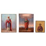 (T) Three small Eastern European icons, depicting Saints, 19thC