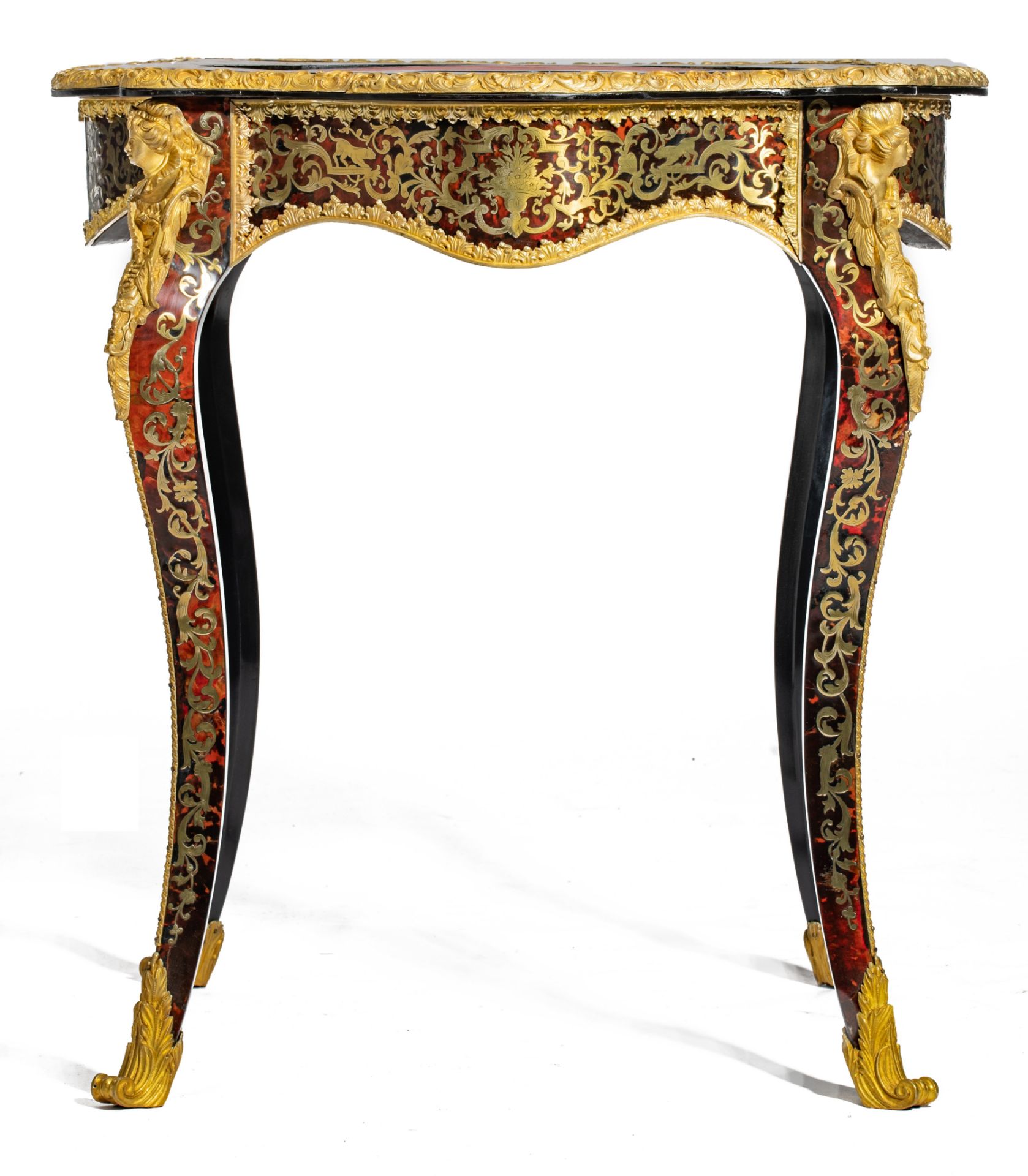 A fine Napoleon III Boulle work games table, with gilt bronze mounts and a red leather inlaid playin - Image 2 of 11
