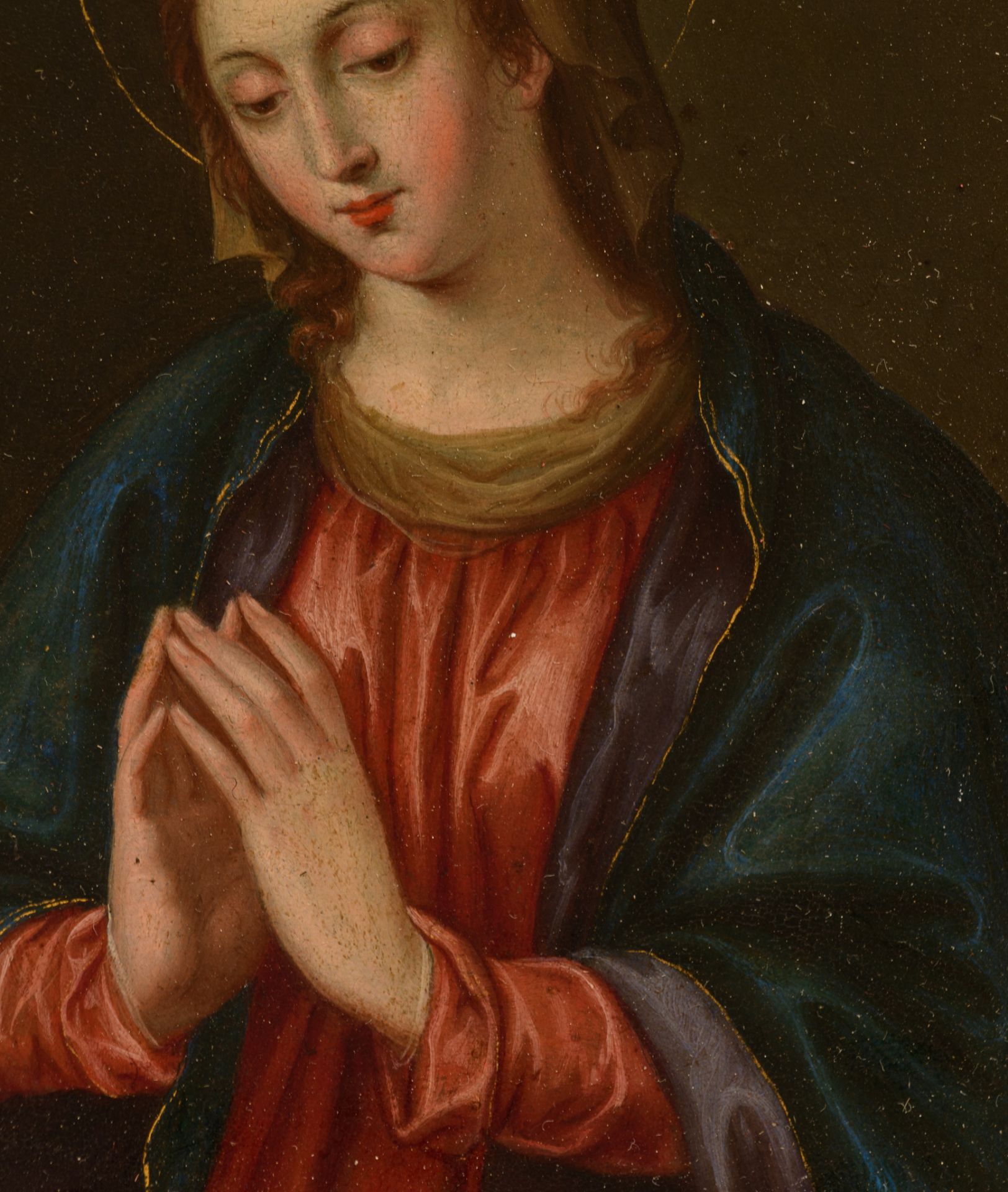 The Holy Madonna praying, probably 17thC, oil on copper, 13,5 x 18 cm - Bild 13 aus 14