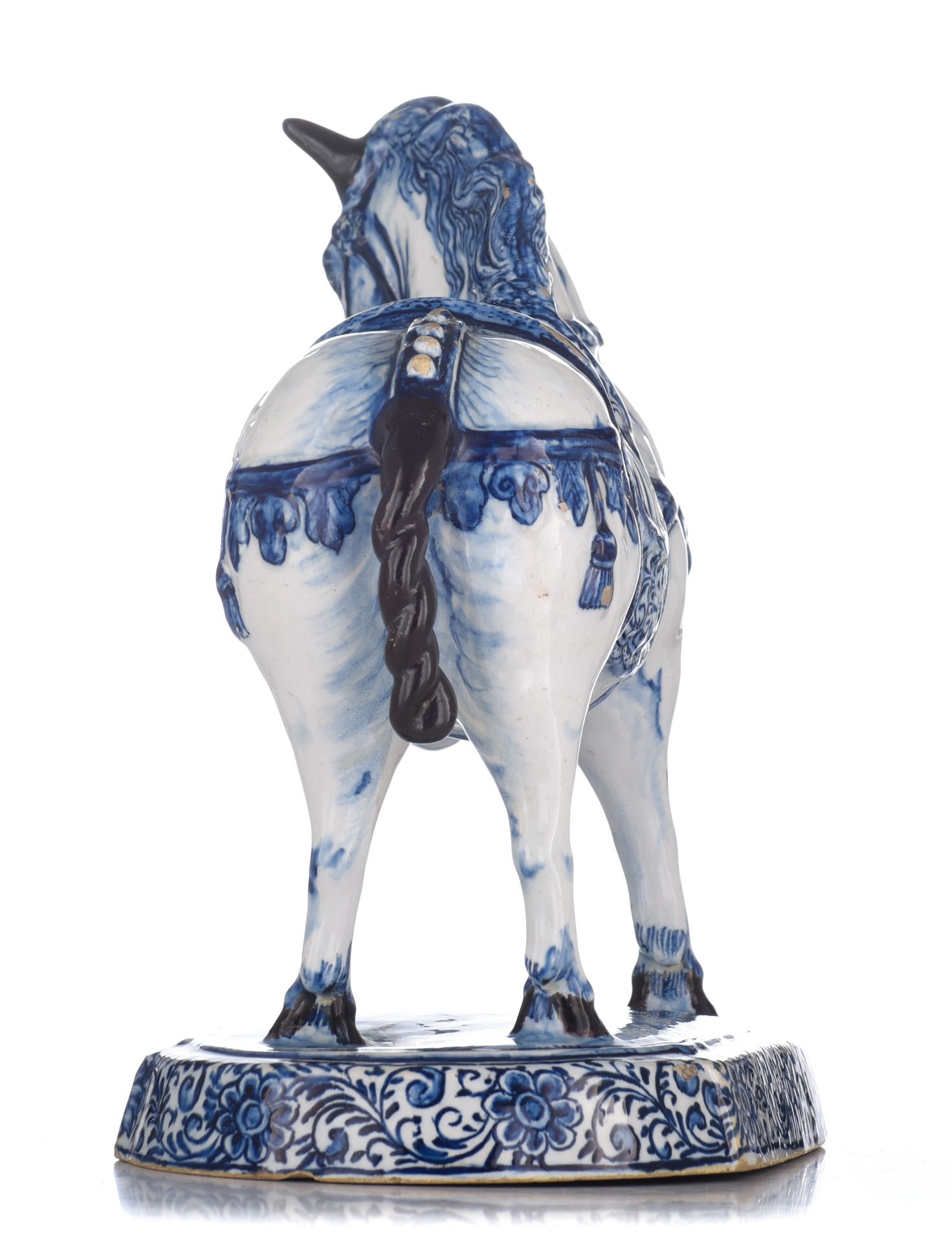 A large Delft blue and white figure of a circus horse, marked Jacob van der Kool, early 18thC, H 23 - Image 2 of 11
