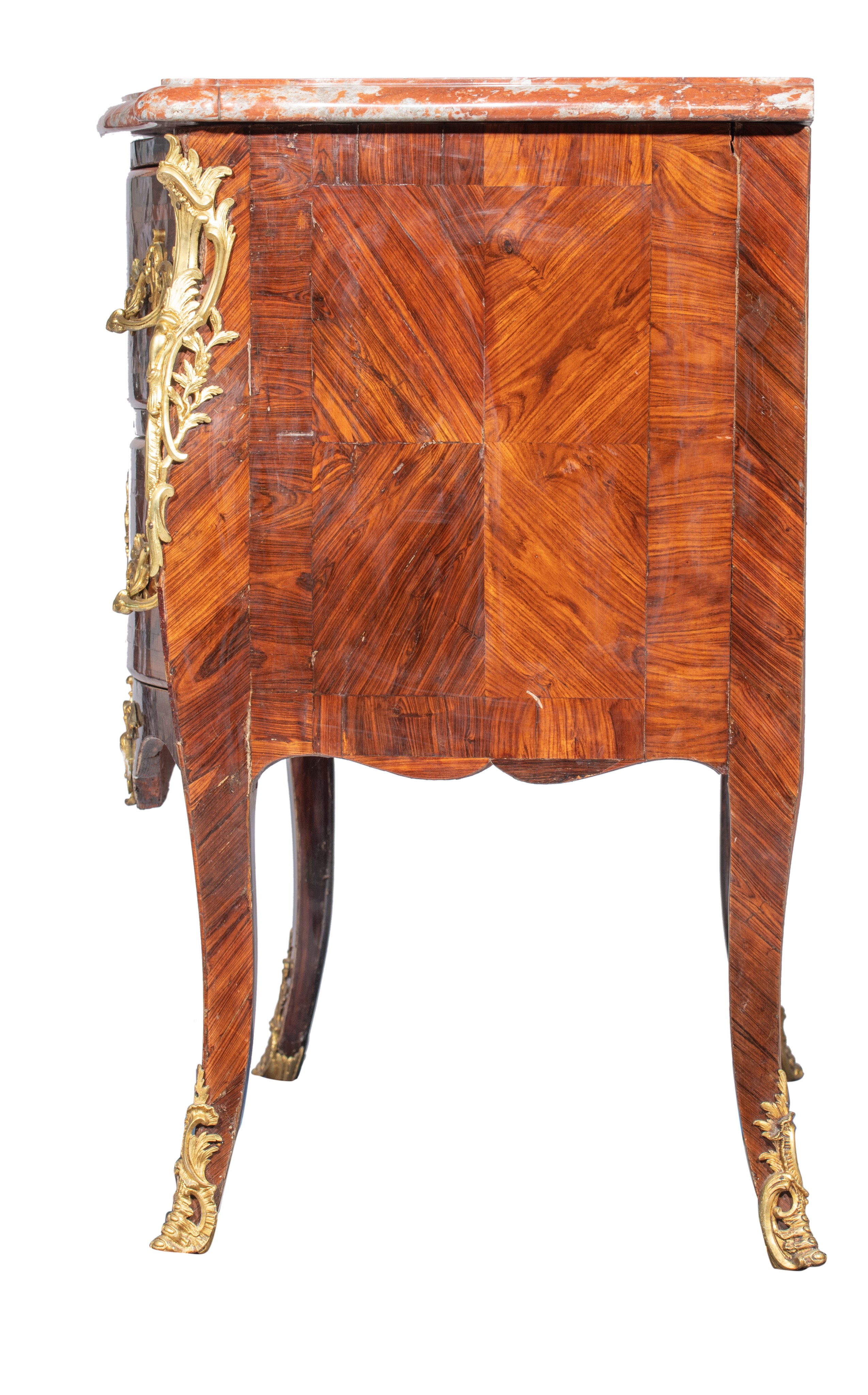 A fine Louis XV period rosewood veneered commode, mid 18thC, H 84 - W 114 - D 55 cm - Image 3 of 10