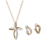 (T) An 18ct white and yellow gold pendant with chain, set with brilliant-cut diamonds, weight 6g; ad