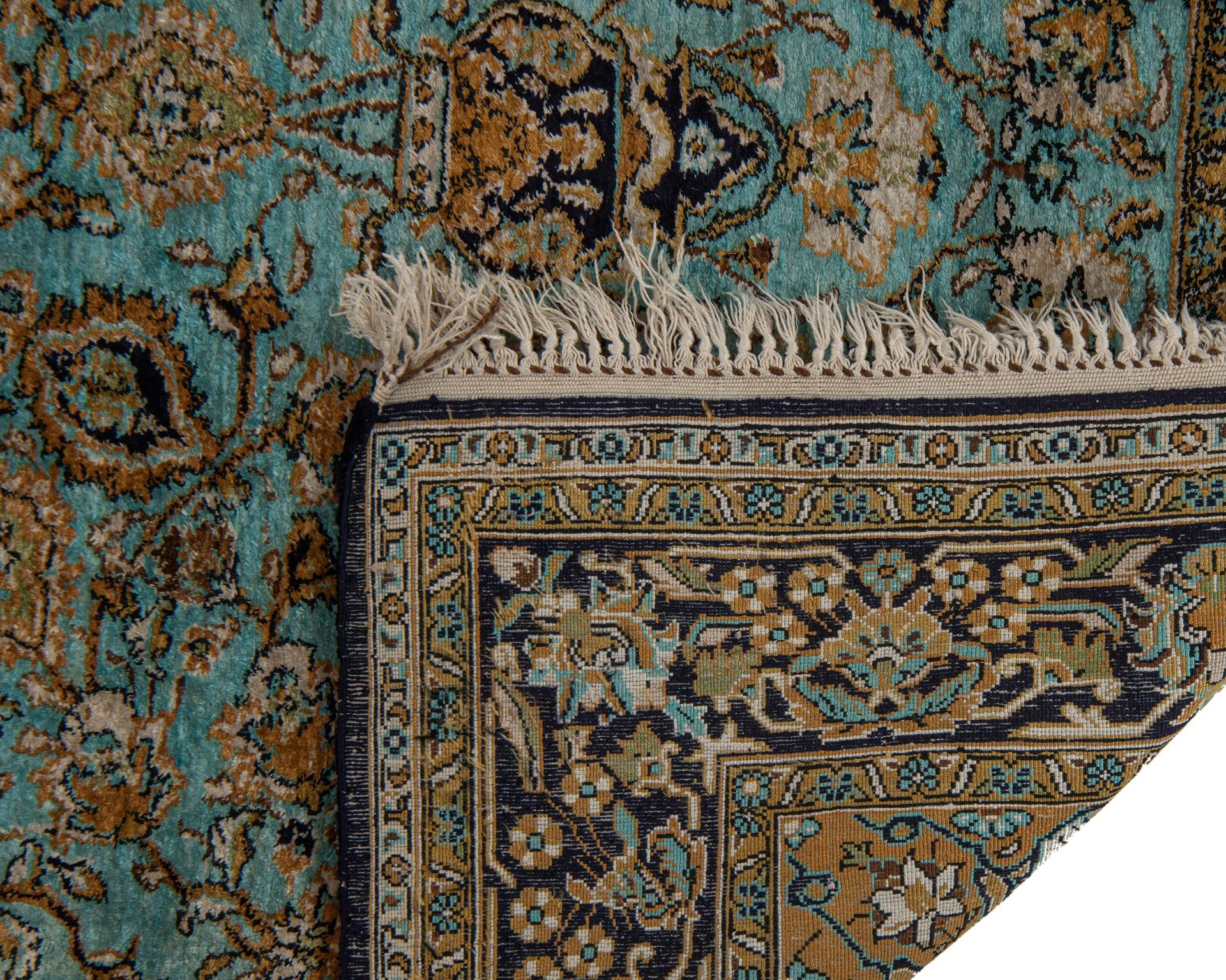 A collection of 4 Iran Ghoum rugs, added a Persian Nain rug (+) - Image 16 of 24