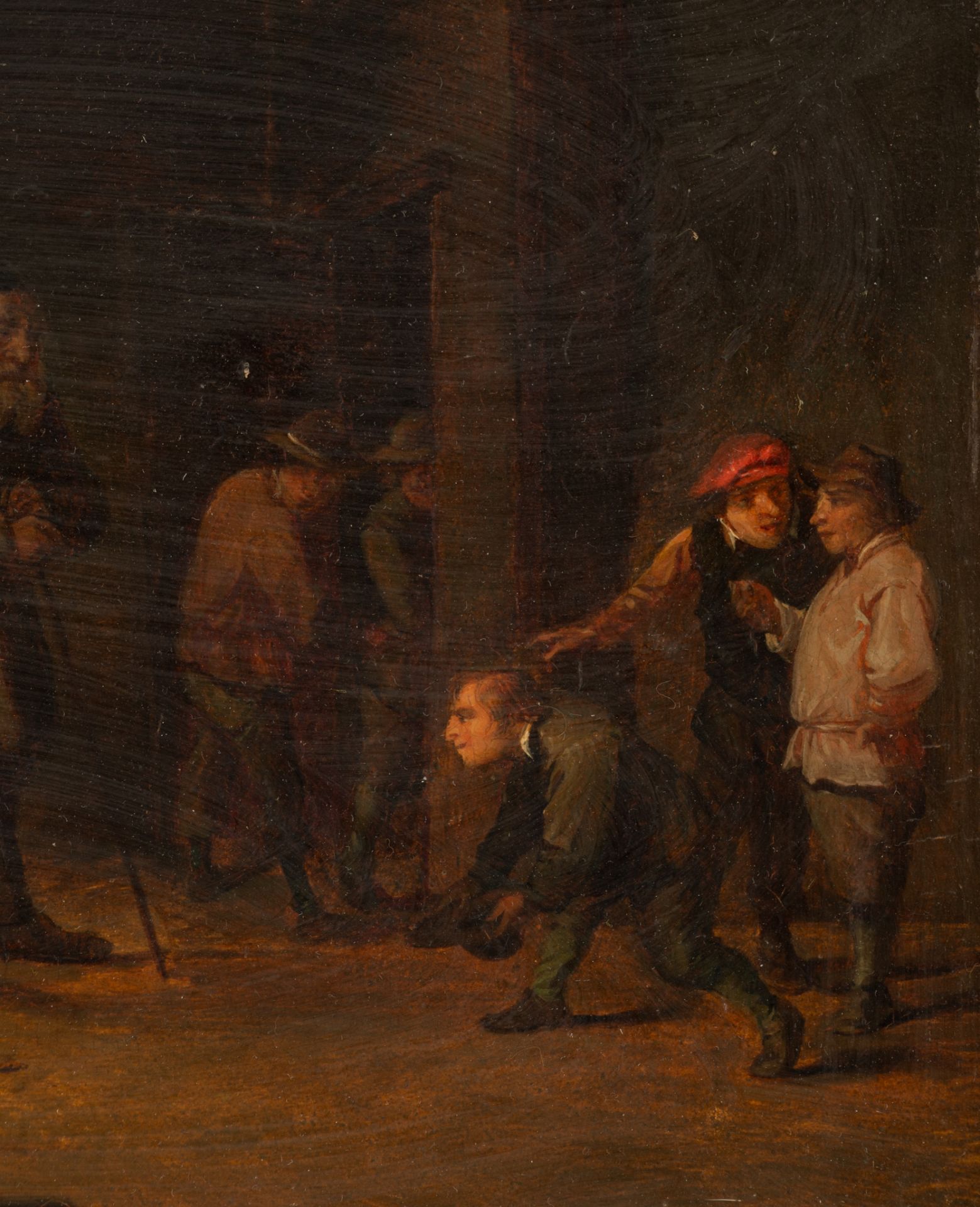 In the manner of David Teniers III (1638-1685), dice players at the inn, oil on panel, 44 x 65 cm - Bild 7 aus 7