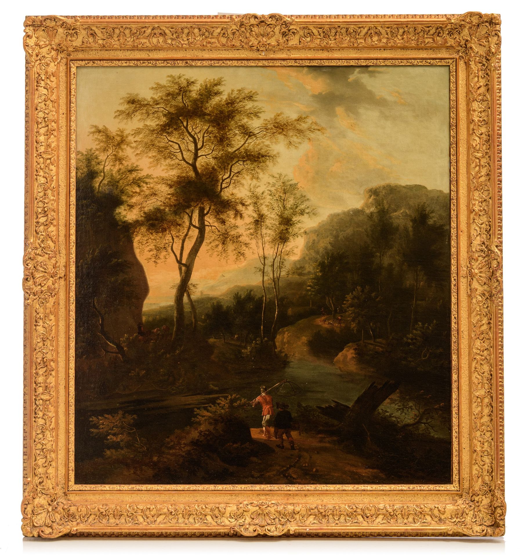 Attributed to Jacob de Heusch (1656-1701), fishermen in a wooded landscape, 17thC, oil on canvas, 81 - Bild 2 aus 7